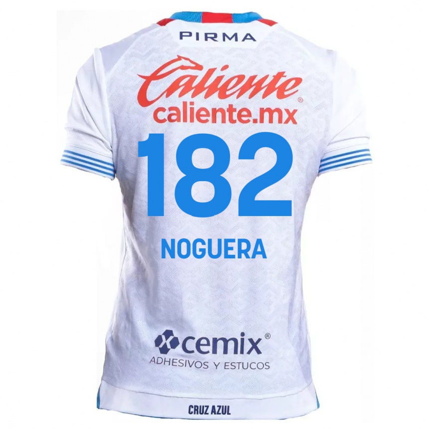 Niño Fútbol Camiseta Heldrich Noguera #182 Blanco Azul 2ª Equipación 2024/25 Perú