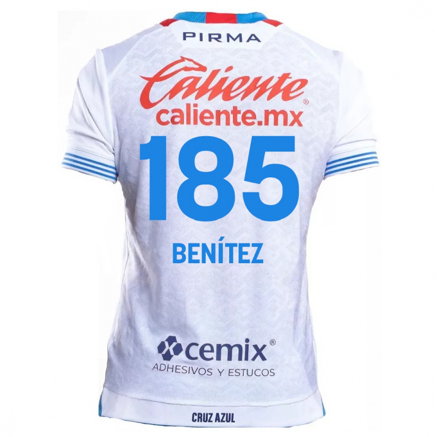 Niño Fútbol Camiseta Cristopher Benítez #185 Blanco Azul 2ª Equipación 2024/25 Perú