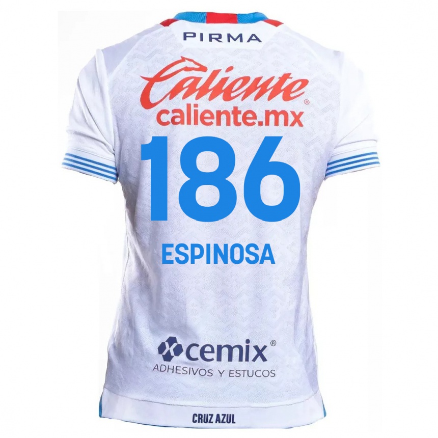 Niño Fútbol Camiseta Brandón Espinosa #186 Blanco Azul 2ª Equipación 2024/25 Perú