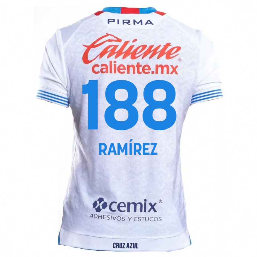 Niño Fútbol Camiseta Diego Ramírez #188 Blanco Azul 2ª Equipación 2024/25 Perú