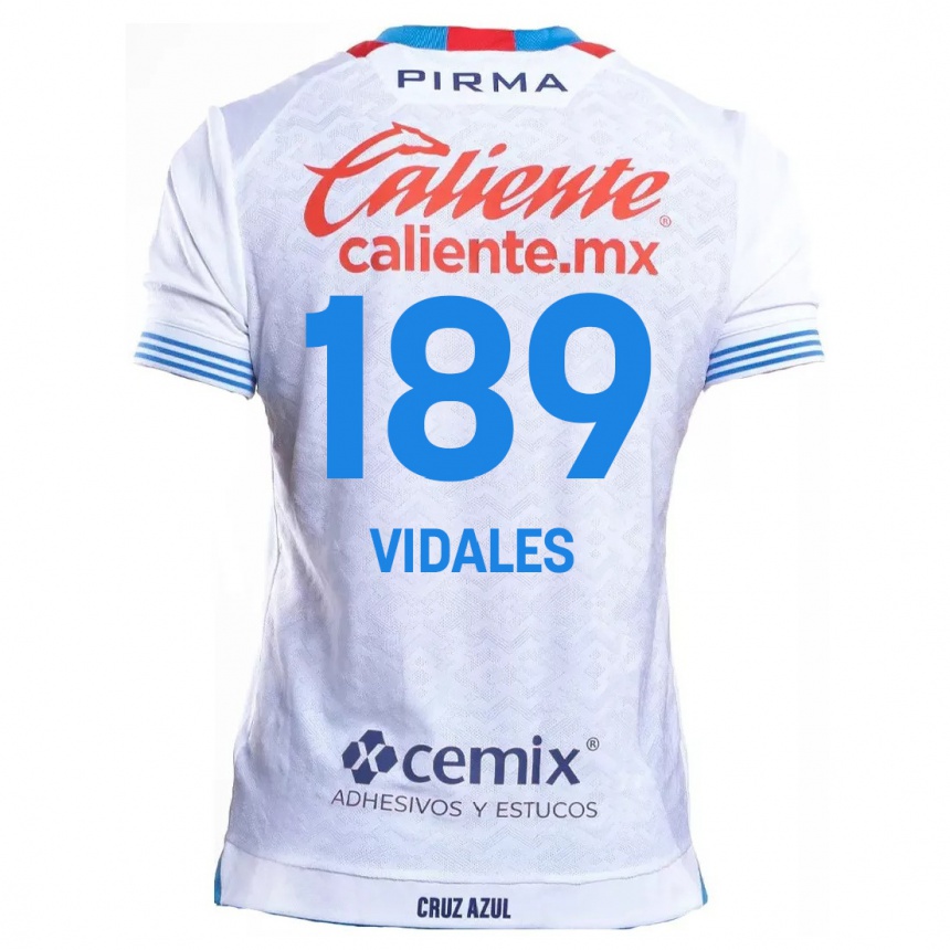 Niño Fútbol Camiseta Álvaro Vidales #189 Blanco Azul 2ª Equipación 2024/25 Perú