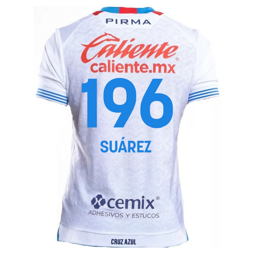 Niño Fútbol Camiseta Javier Suárez #196 Blanco Azul 2ª Equipación 2024/25 Perú