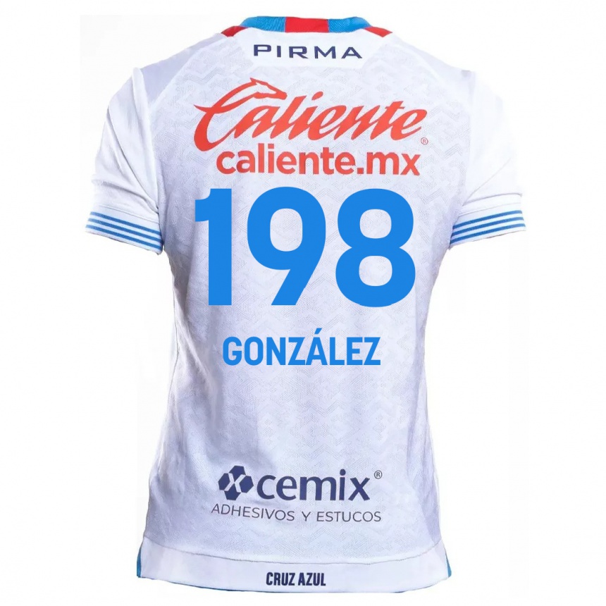 Niño Fútbol Camiseta Kenneth González #198 Blanco Azul 2ª Equipación 2024/25 Perú