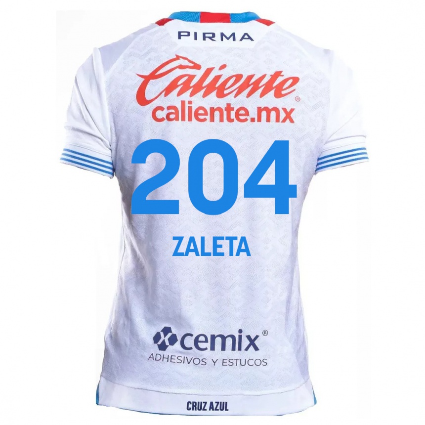 Niño Fútbol Camiseta Mauro Zaleta #204 Blanco Azul 2ª Equipación 2024/25 Perú