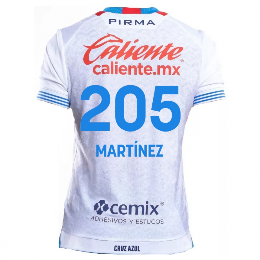 Niño Fútbol Camiseta César Martínez #205 Blanco Azul 2ª Equipación 2024/25 Perú