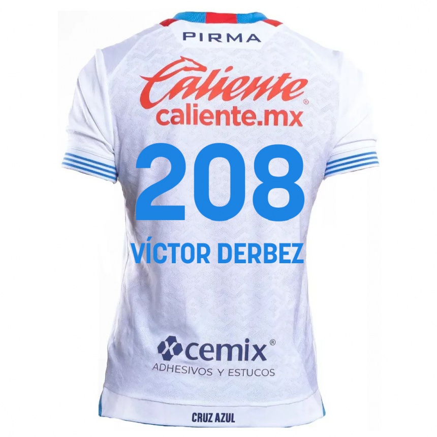 Niño Fútbol Camiseta Louis Víctor Derbez #208 Blanco Azul 2ª Equipación 2024/25 Perú