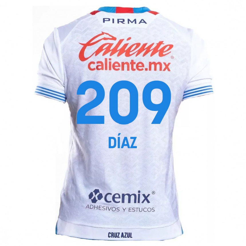 Niño Fútbol Camiseta Josué Díaz #209 Blanco Azul 2ª Equipación 2024/25 Perú