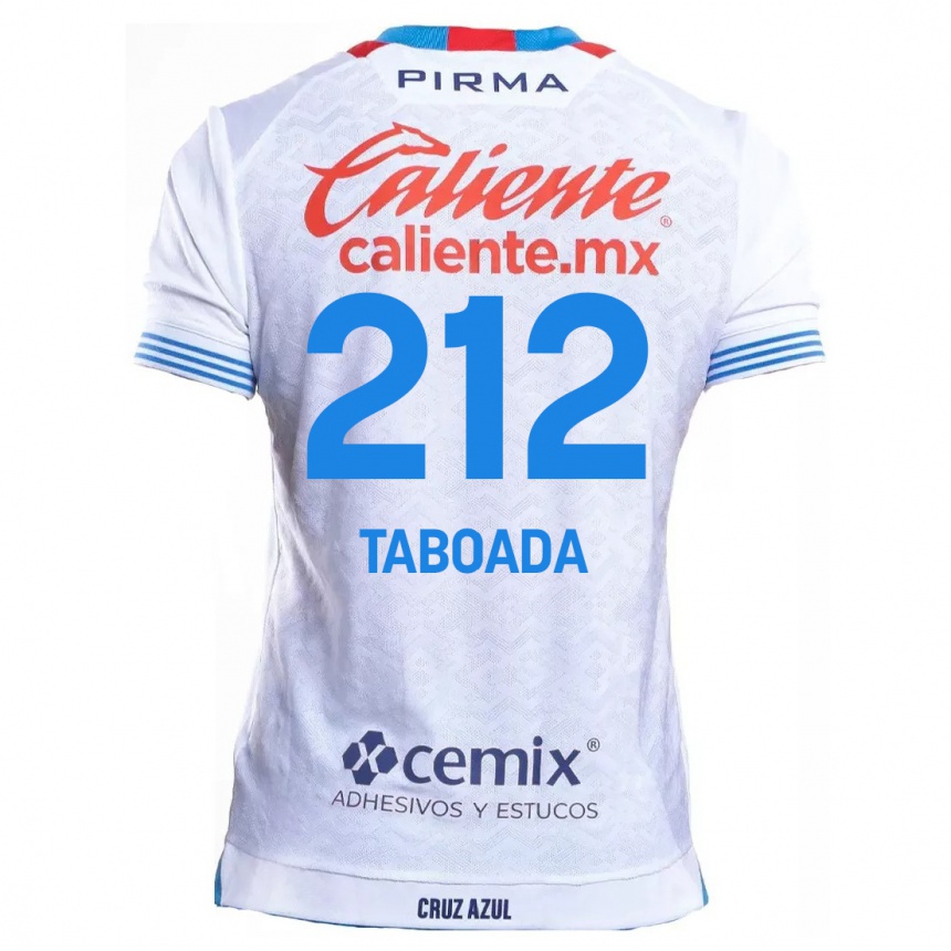 Niño Fútbol Camiseta Víctor Taboada #212 Blanco Azul 2ª Equipación 2024/25 Perú