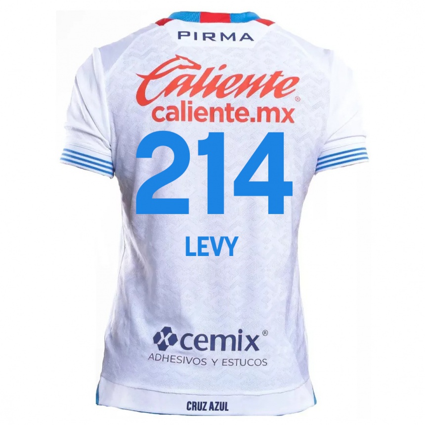 Niño Fútbol Camiseta Mateo Levy #214 Blanco Azul 2ª Equipación 2024/25 Perú