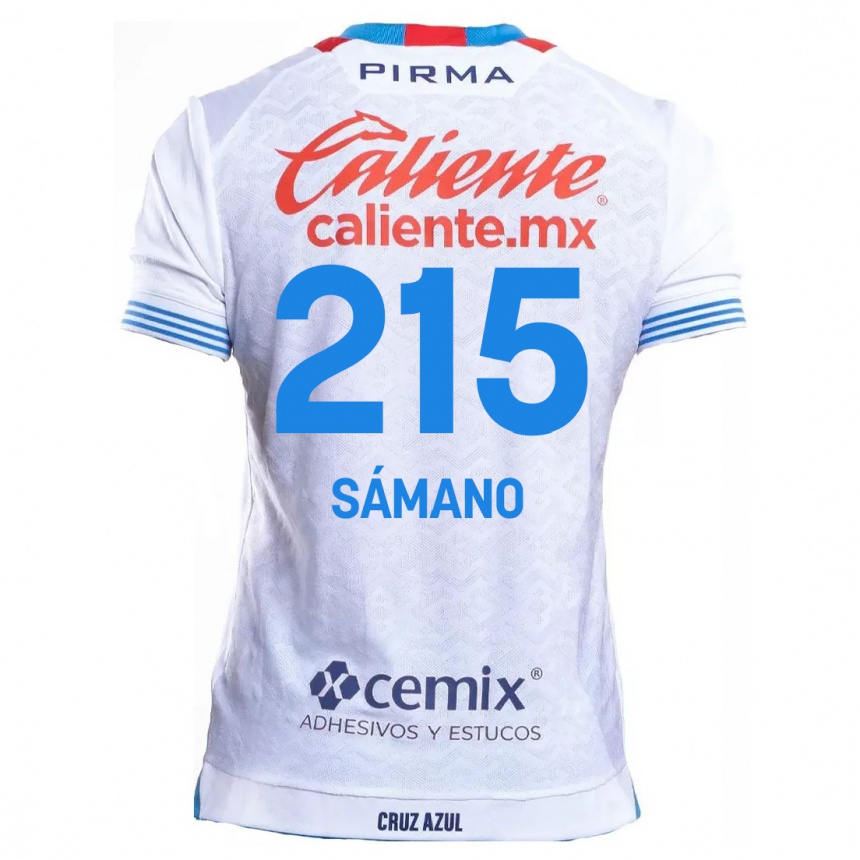 Niño Fútbol Camiseta Fernando Sámano #215 Blanco Azul 2ª Equipación 2024/25 Perú