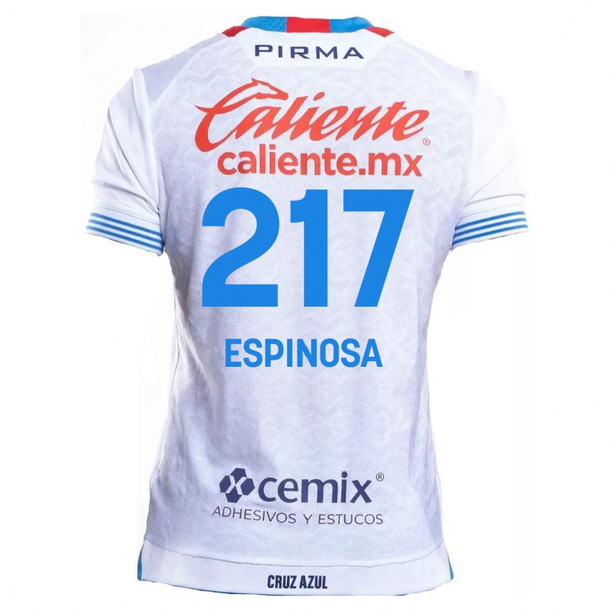 Niño Fútbol Camiseta Samuel Espinosa #217 Blanco Azul 2ª Equipación 2024/25 Perú