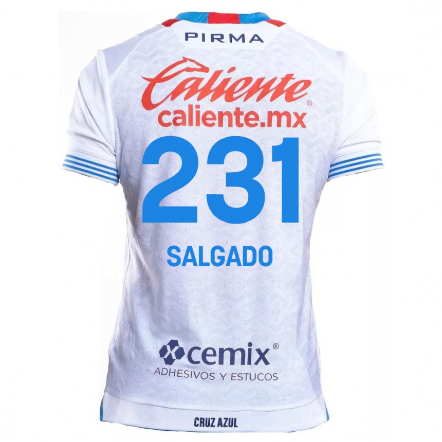 Niño Fútbol Camiseta Bruno Salgado #231 Blanco Azul 2ª Equipación 2024/25 Perú