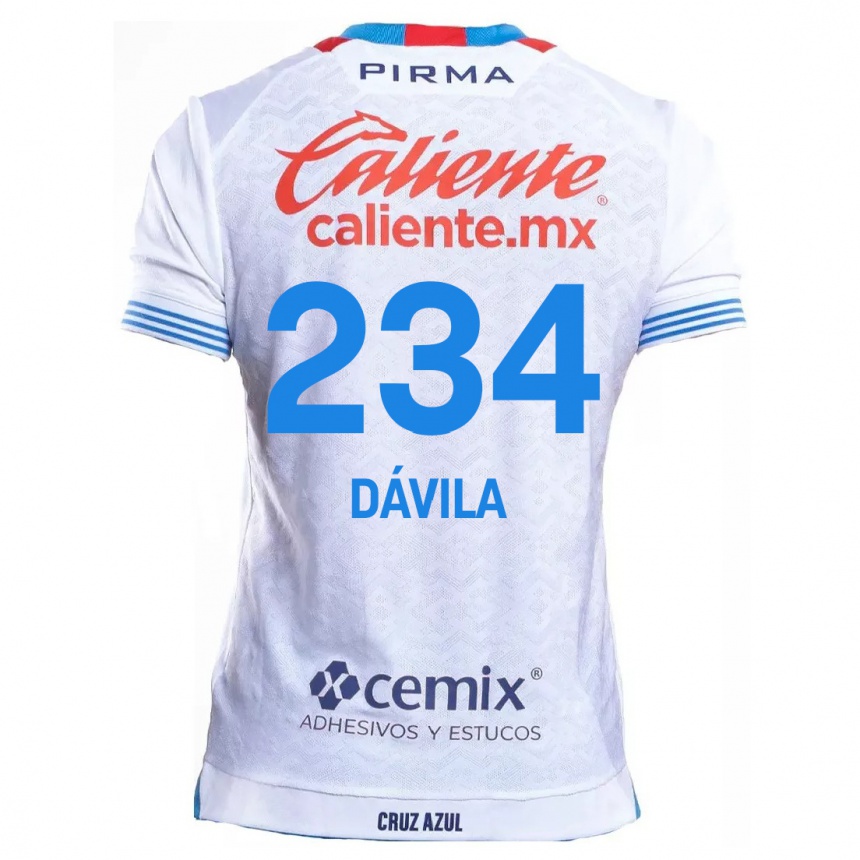 Niño Fútbol Camiseta Emilio Dávila #234 Blanco Azul 2ª Equipación 2024/25 Perú