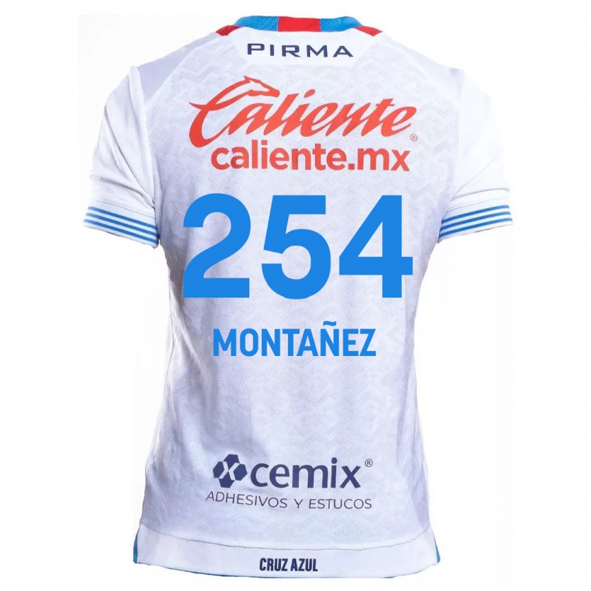 Niño Fútbol Camiseta Humberto Montañez #254 Blanco Azul 2ª Equipación 2024/25 Perú