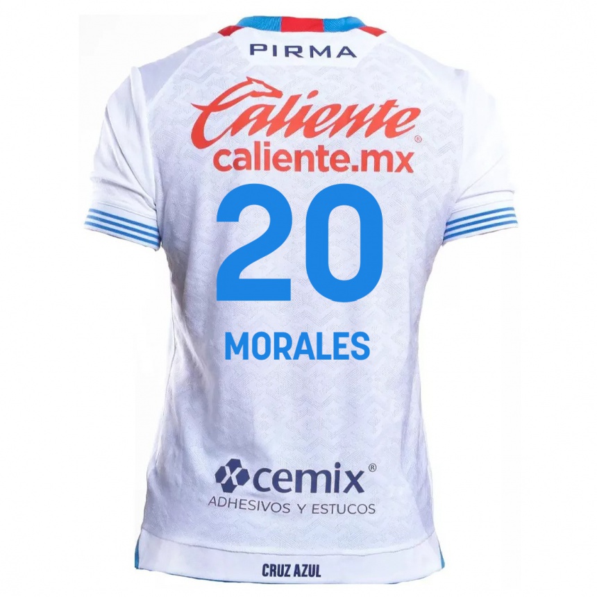 Niño Fútbol Camiseta Iván Morales #20 Blanco Azul 2ª Equipación 2024/25 Perú