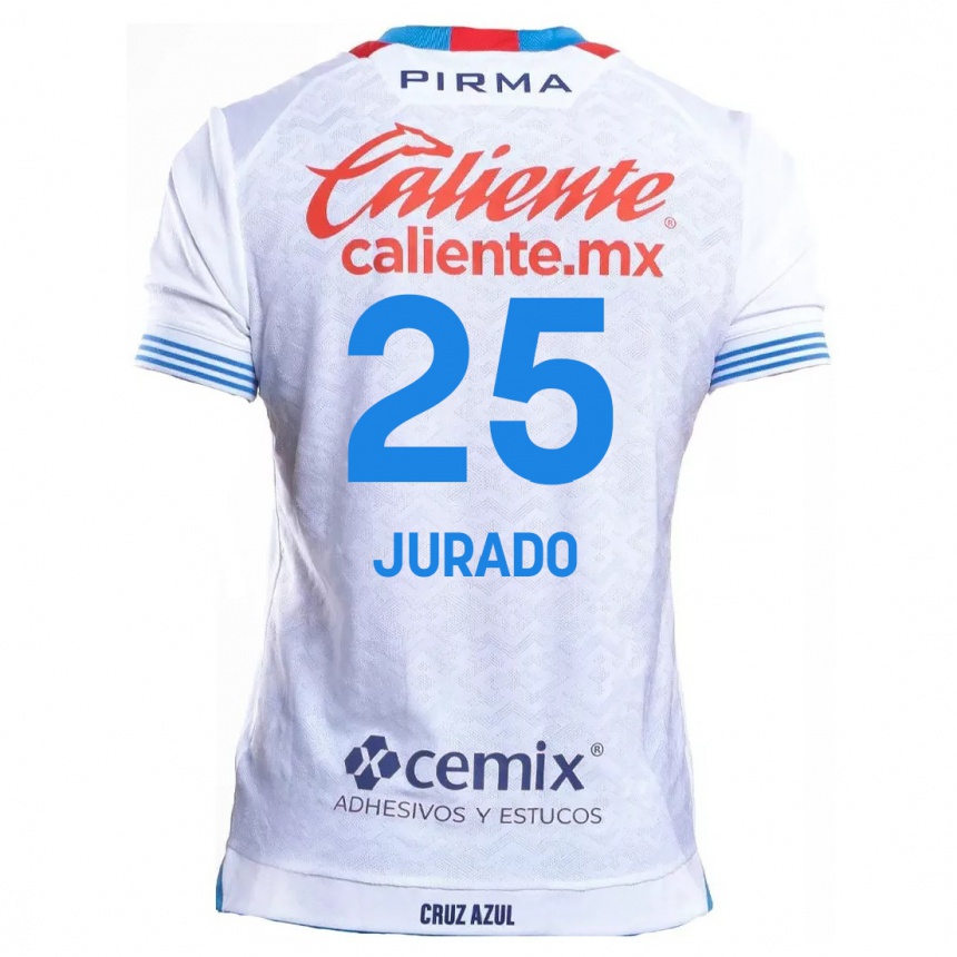 Niño Fútbol Camiseta Sebastián Jurado #25 Blanco Azul 2ª Equipación 2024/25 Perú