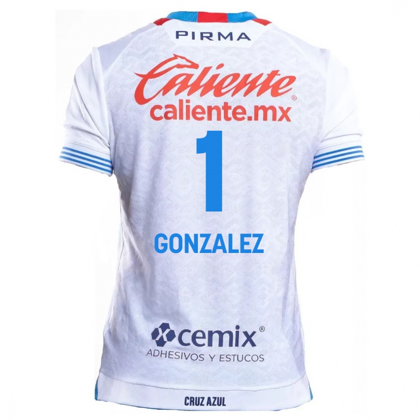 Niño Fútbol Camiseta Itzayana Gonzalez #1 Blanco Azul 2ª Equipación 2024/25 Perú