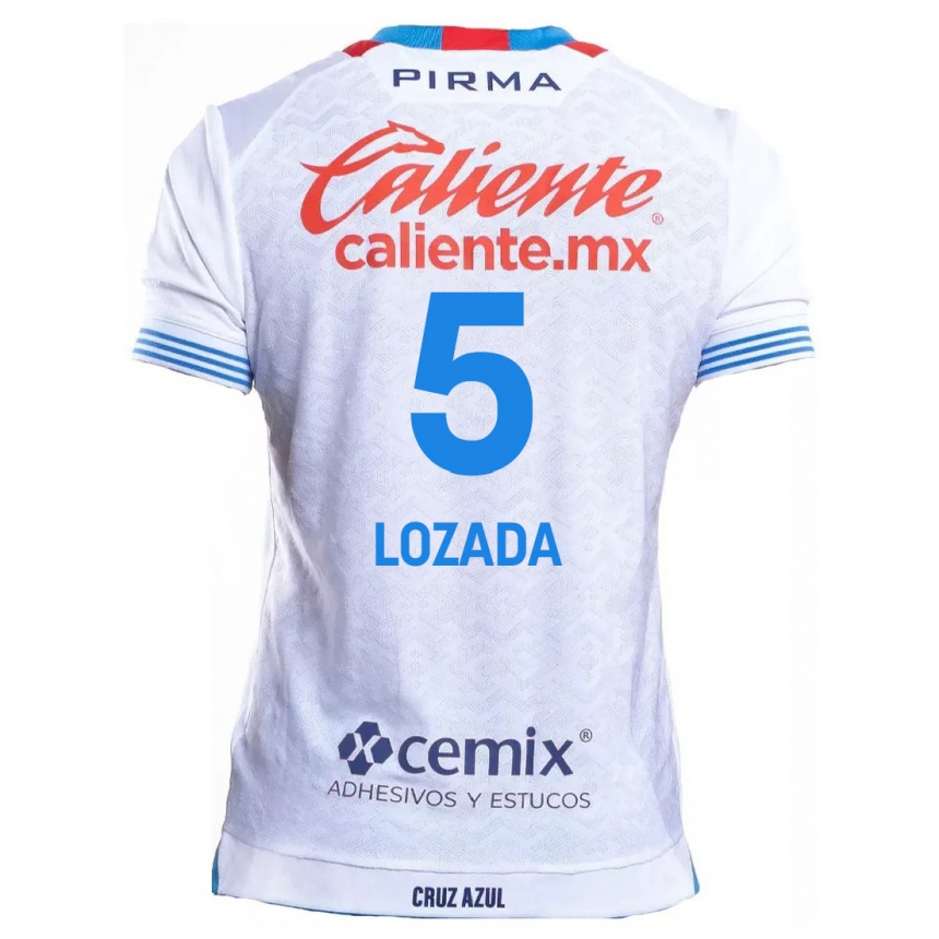 Niño Fútbol Camiseta Ana Lozada #5 Blanco Azul 2ª Equipación 2024/25 Perú