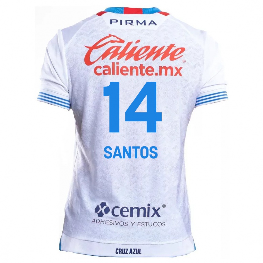 Niño Fútbol Camiseta Eleisa Santos #14 Blanco Azul 2ª Equipación 2024/25 Perú