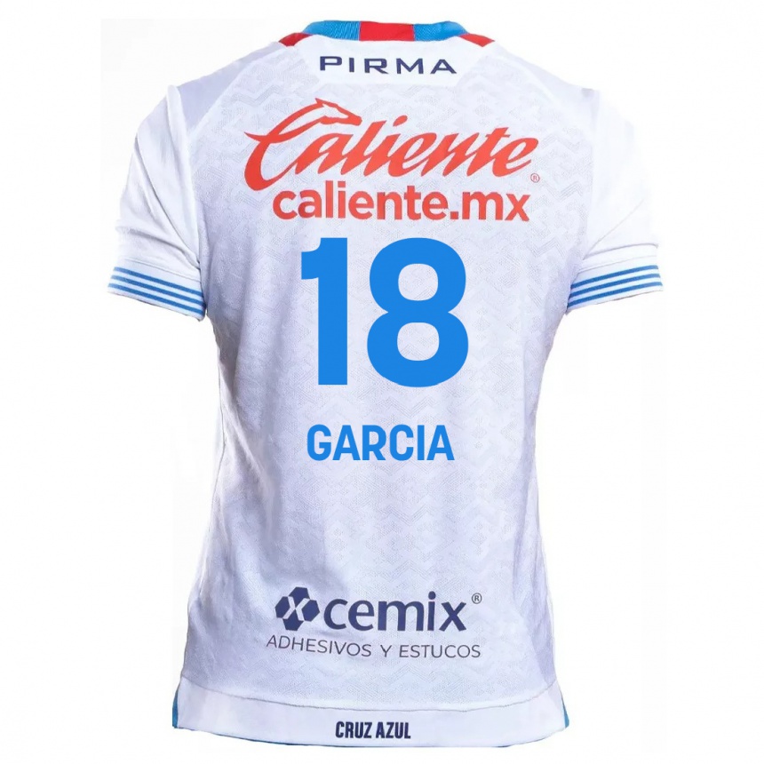 Niño Fútbol Camiseta Diana Garcia #18 Blanco Azul 2ª Equipación 2024/25 Perú