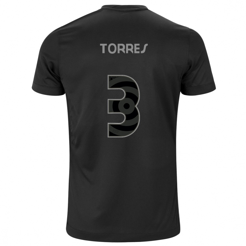 Niño Fútbol Camiseta Félix Torres #3 Negro 2ª Equipación 2024/25 Perú