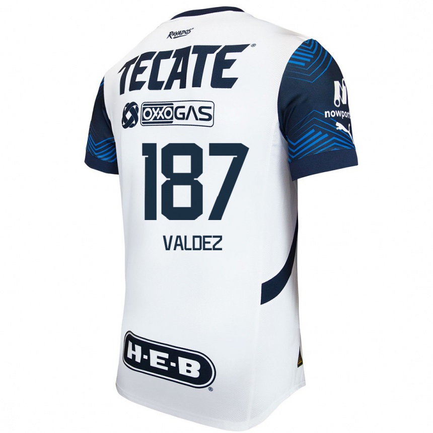 Niño Fútbol Camiseta Érick Valdez #187 Blanco Azul 2ª Equipación 2024/25 Perú