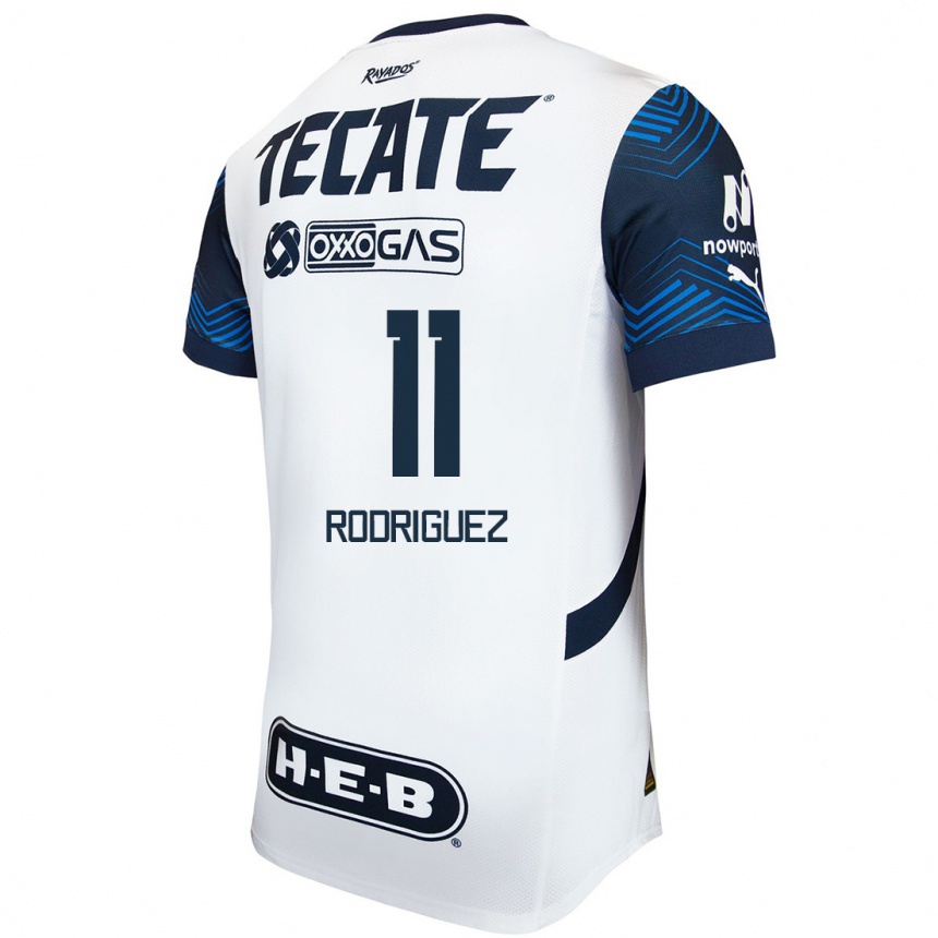 Niño Fútbol Camiseta Lizette Rodriguez #11 Blanco Azul 2ª Equipación 2024/25 Perú