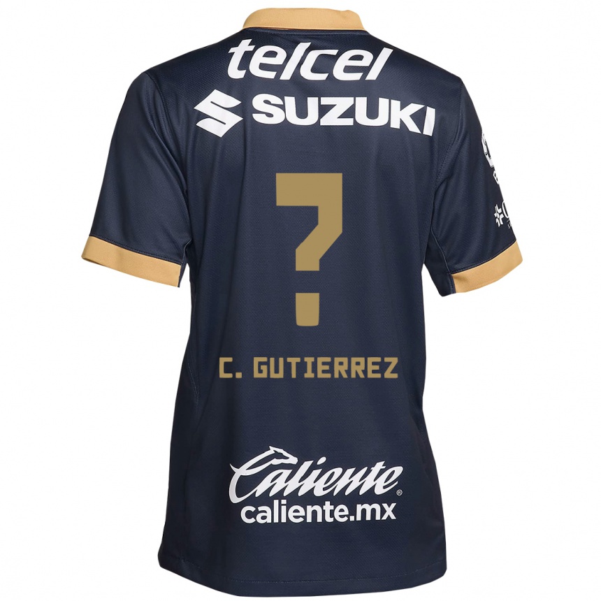 Niño Fútbol Camiseta Carlos Gutiérrez #0 Obsidiana Dorada Blanca 2ª Equipación 2024/25 Perú