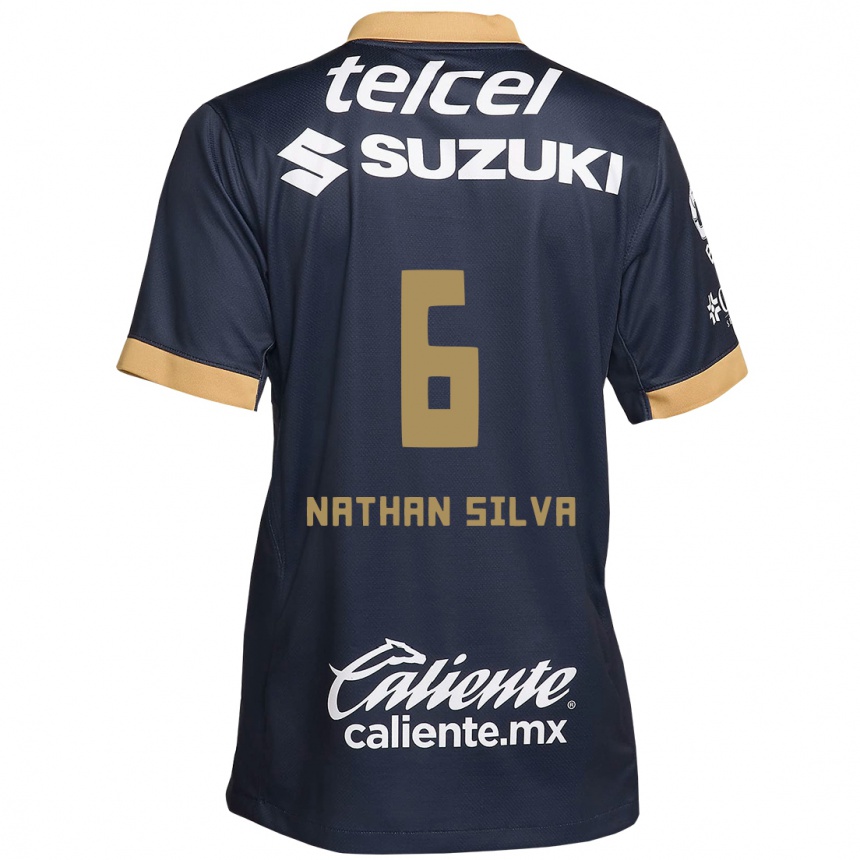 Niño Fútbol Camiseta Nathan Silva #6 Obsidiana Dorada Blanca 2ª Equipación 2024/25 Perú