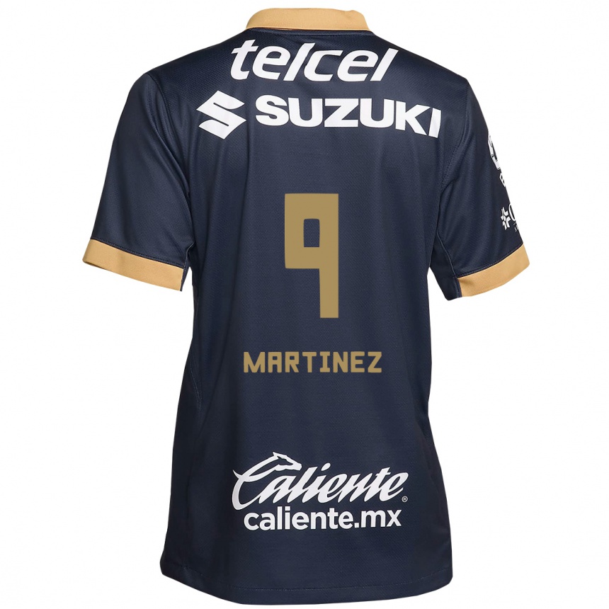 Niño Fútbol Camiseta Guillermo Martínez #9 Obsidiana Dorada Blanca 2ª Equipación 2024/25 Perú