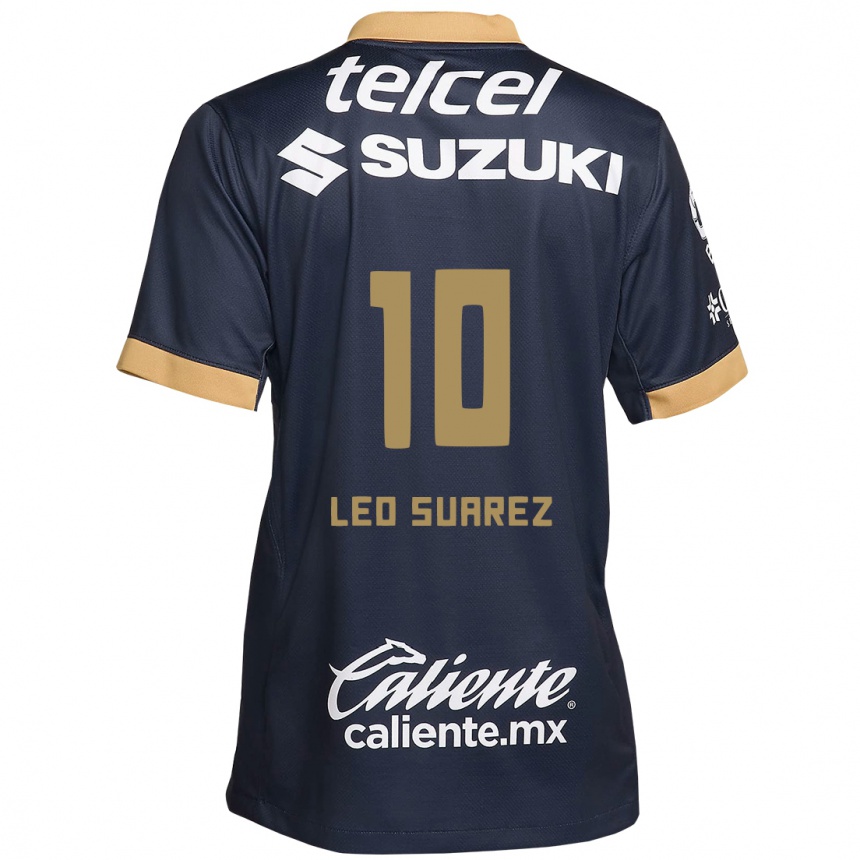 Niño Fútbol Camiseta Leo Suárez #10 Obsidiana Dorada Blanca 2ª Equipación 2024/25 Perú