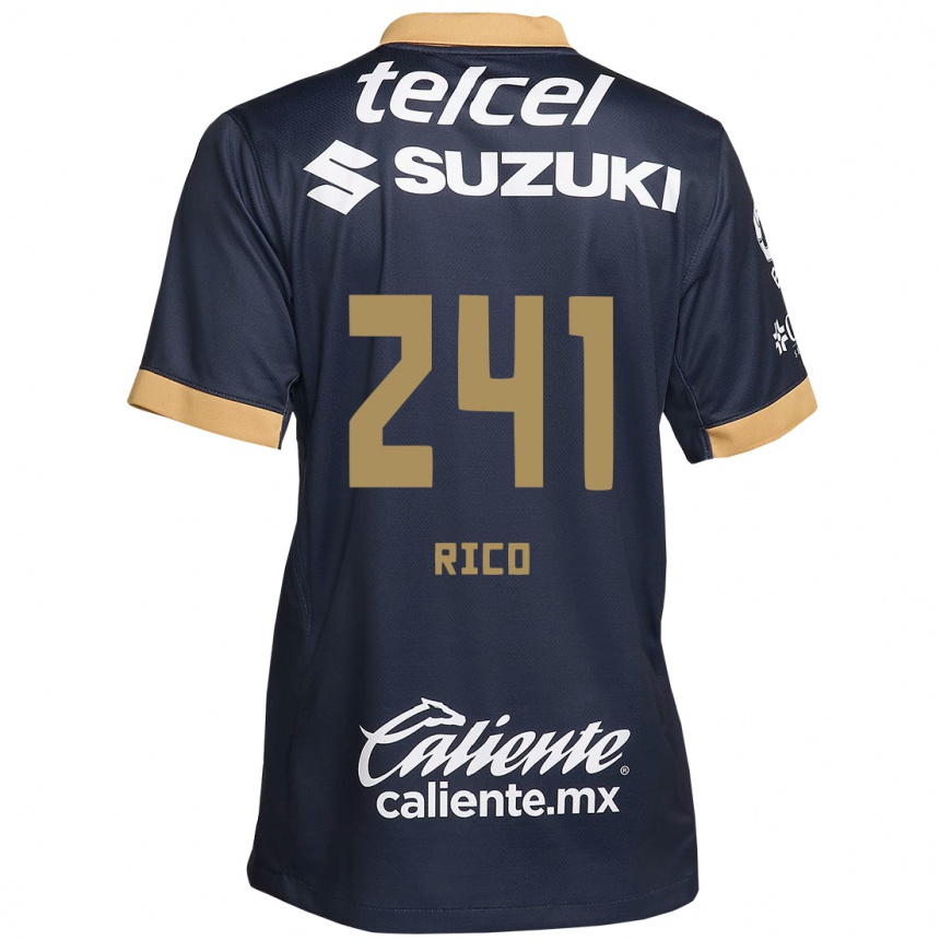 Niño Fútbol Camiseta Ángel Rico #241 Obsidiana Dorada Blanca 2ª Equipación 2024/25 Perú