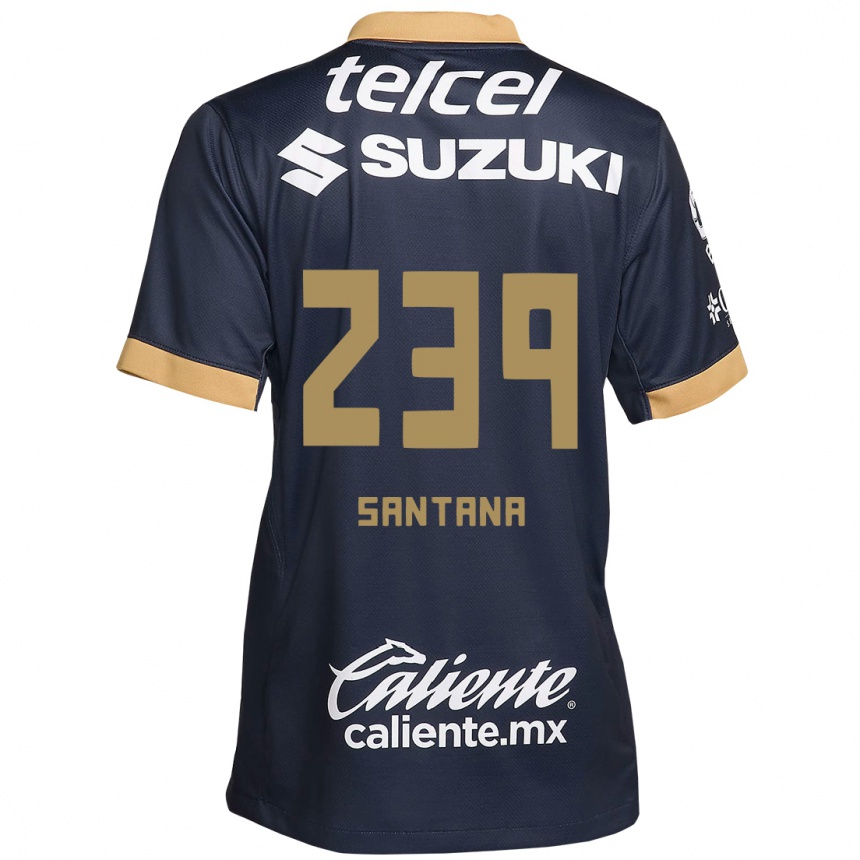 Niño Fútbol Camiseta Guillermo Santana #239 Obsidiana Dorada Blanca 2ª Equipación 2024/25 Perú