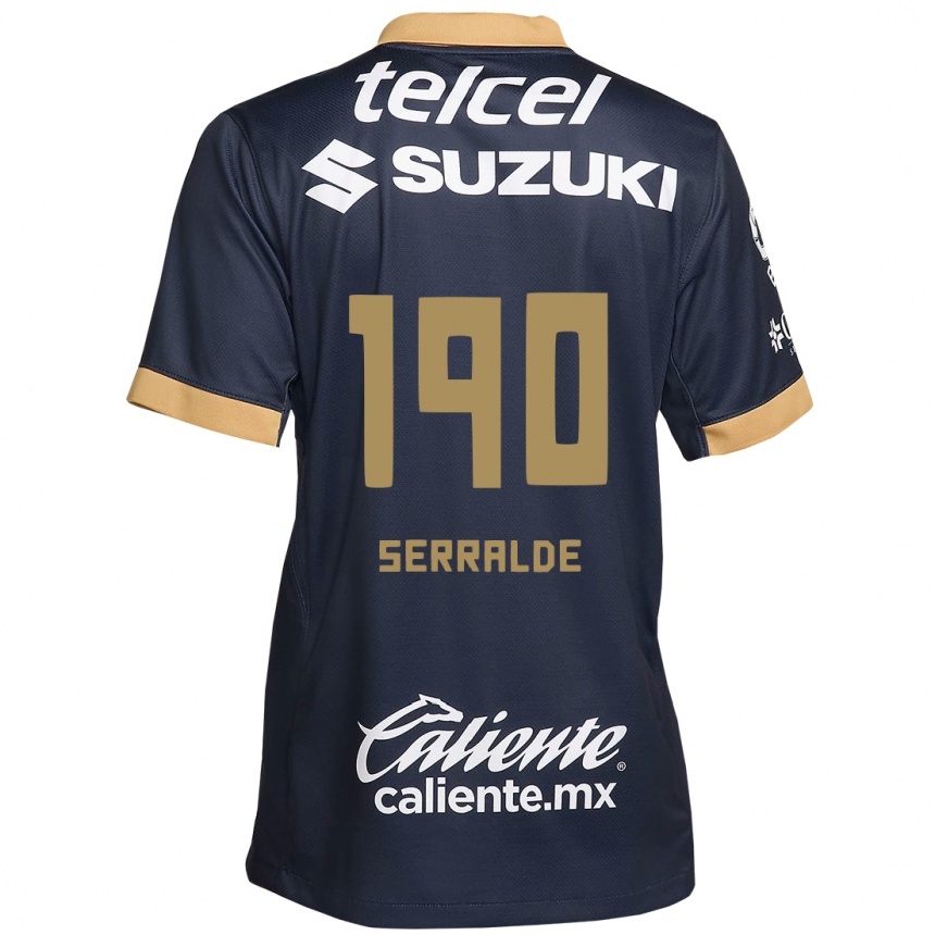 Niño Fútbol Camiseta Gerardo Serralde #190 Obsidiana Dorada Blanca 2ª Equipación 2024/25 Perú