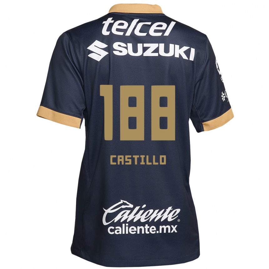 Niño Fútbol Camiseta Christian Castillo #188 Obsidiana Dorada Blanca 2ª Equipación 2024/25 Perú