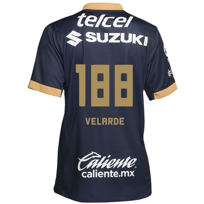 Niño Fútbol Camiseta Andrés Velarde #188 Obsidiana Dorada Blanca 2ª Equipación 2024/25 Perú