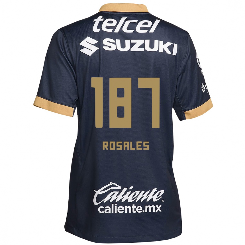 Niño Fútbol Camiseta Alonso Rosales #187 Obsidiana Dorada Blanca 2ª Equipación 2024/25 Perú