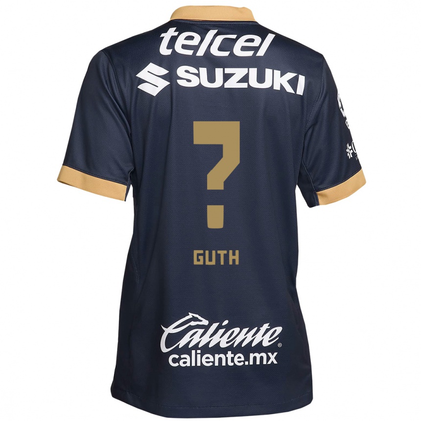 Niño Fútbol Camiseta Tiago Guth #0 Obsidiana Dorada Blanca 2ª Equipación 2024/25 Perú