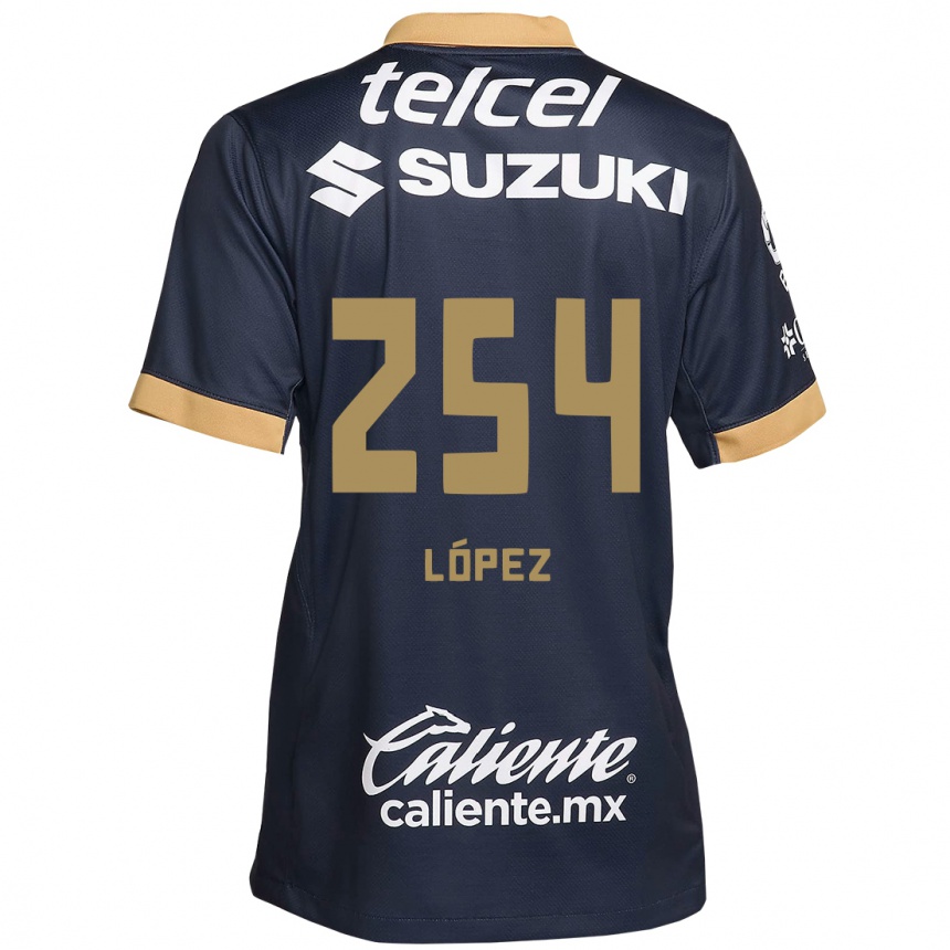 Niño Fútbol Camiseta Santiago López #254 Obsidiana Dorada Blanca 2ª Equipación 2024/25 Perú