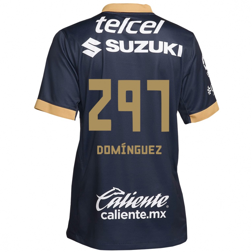 Niño Fútbol Camiseta Julio Domínguez #297 Obsidiana Dorada Blanca 2ª Equipación 2024/25 Perú