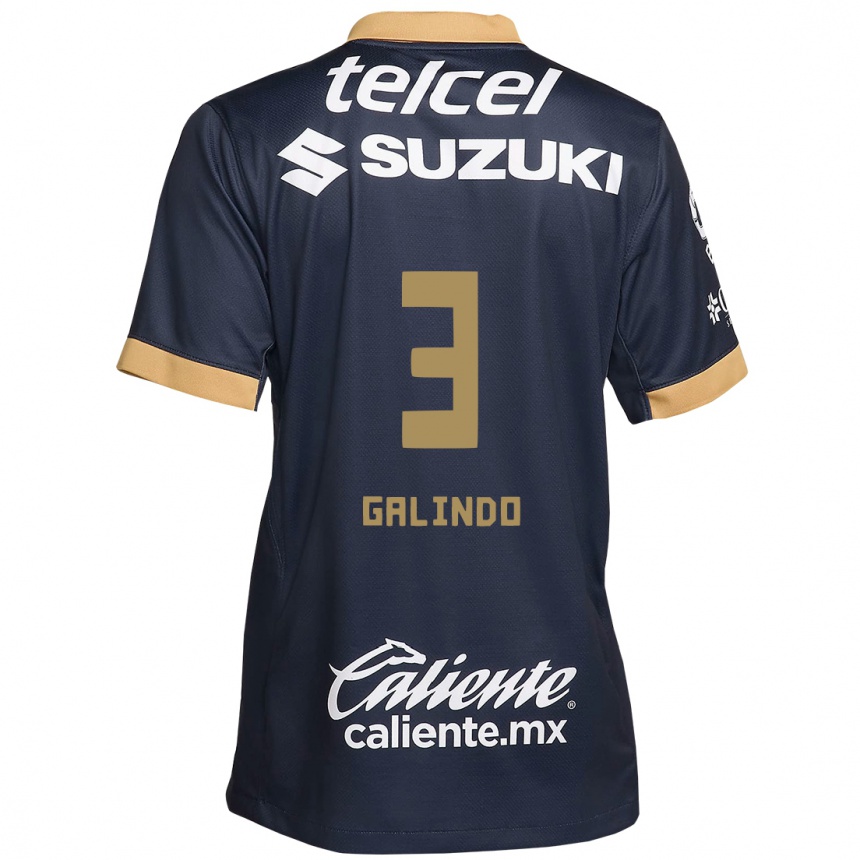 Niño Fútbol Camiseta Ricardo Galindo #3 Obsidiana Dorada Blanca 2ª Equipación 2024/25 Perú