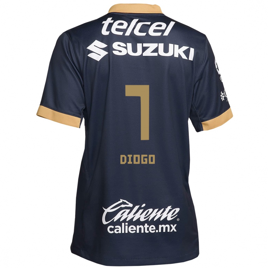 Niño Fútbol Camiseta Diogo #7 Obsidiana Dorada Blanca 2ª Equipación 2024/25 Perú