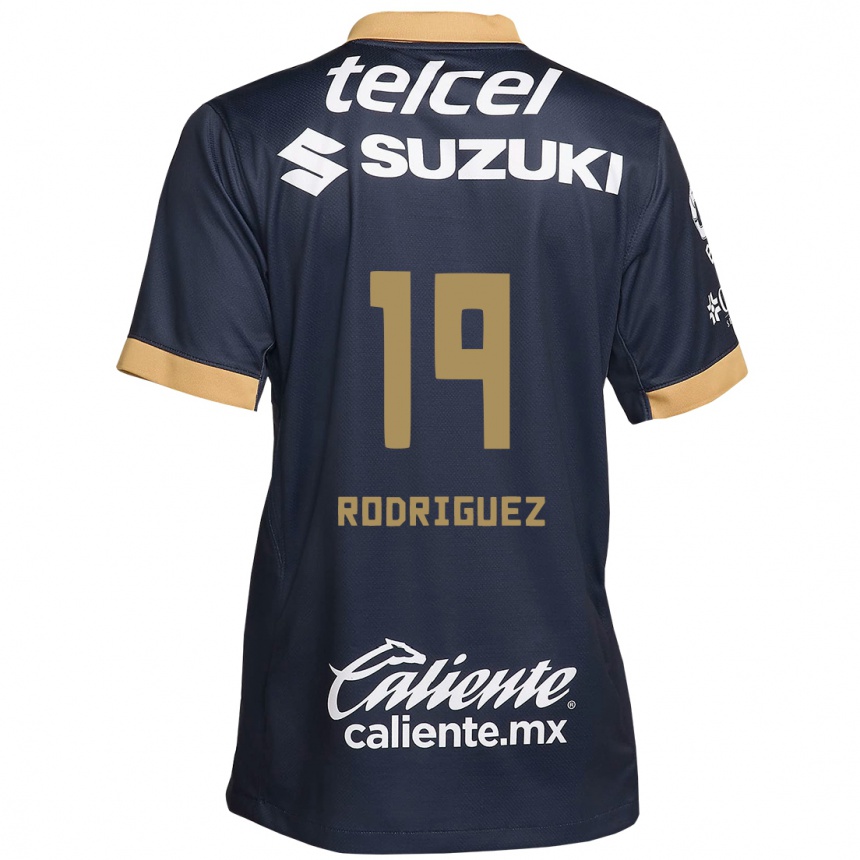 Niño Fútbol Camiseta Yaneisy Rodriguez #19 Obsidiana Dorada Blanca 2ª Equipación 2024/25 Perú