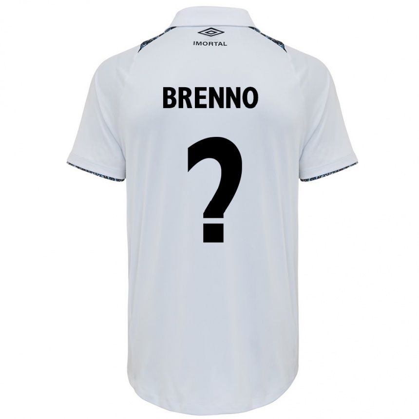 Niño Fútbol Camiseta Brenno #0 Blanco Azul 2ª Equipación 2024/25 Perú