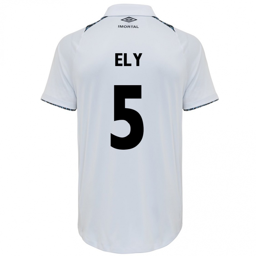 Niño Fútbol Camiseta Rodrigo Ely #5 Blanco Azul 2ª Equipación 2024/25 Perú