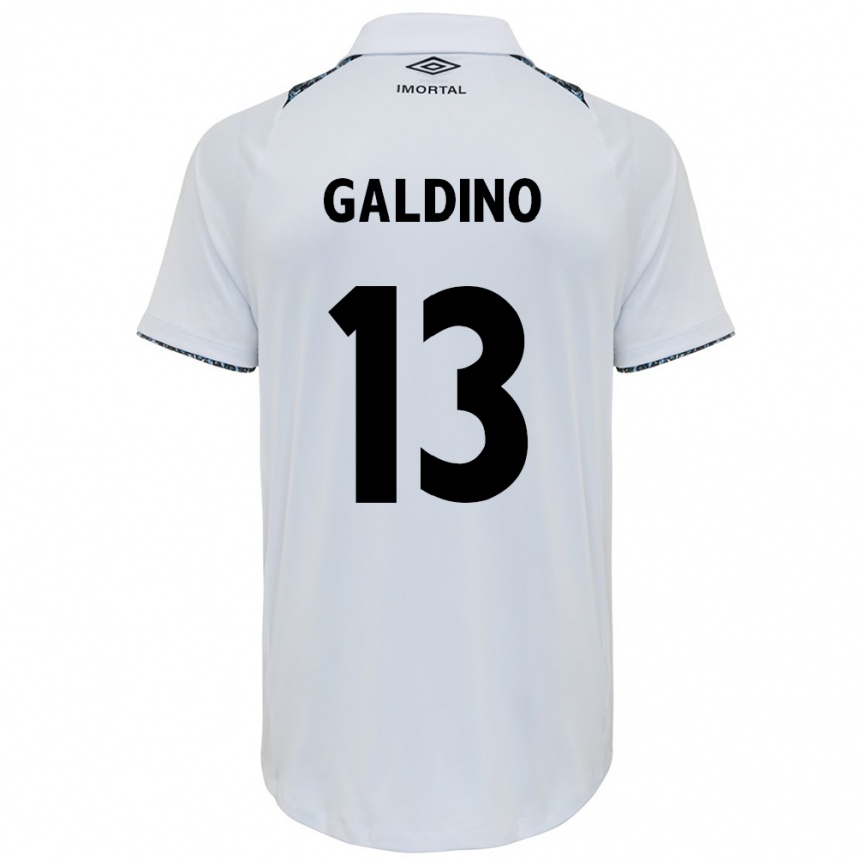 Niño Fútbol Camiseta Everton Galdino #13 Blanco Azul 2ª Equipación 2024/25 Perú