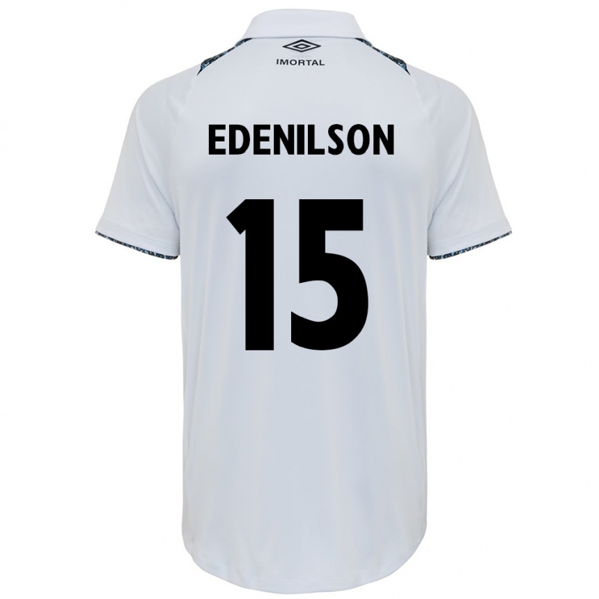 Niño Fútbol Camiseta Edenilson #15 Blanco Azul 2ª Equipación 2024/25 Perú