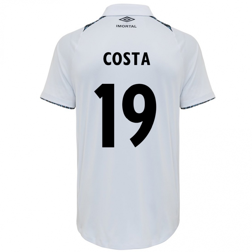 Niño Fútbol Camiseta Diego Costa #19 Blanco Azul 2ª Equipación 2024/25 Perú