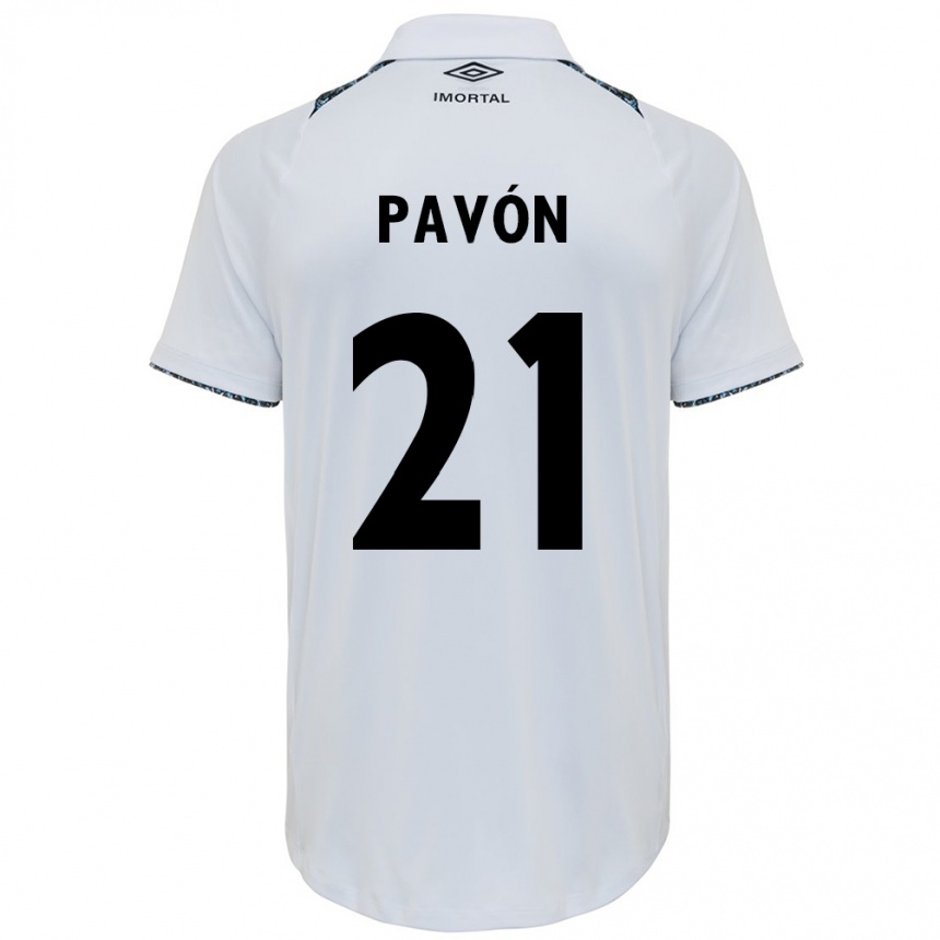 Niño Fútbol Camiseta Cristian Pavón #21 Blanco Azul 2ª Equipación 2024/25 Perú