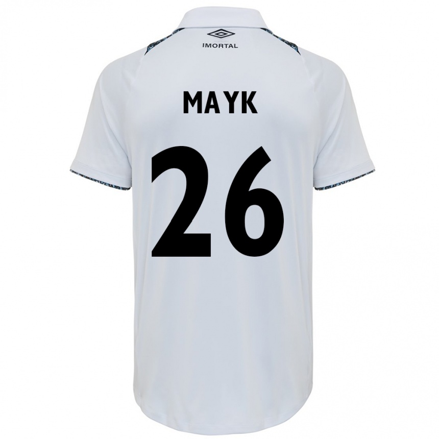 Niño Fútbol Camiseta Mayk #26 Blanco Azul 2ª Equipación 2024/25 Perú